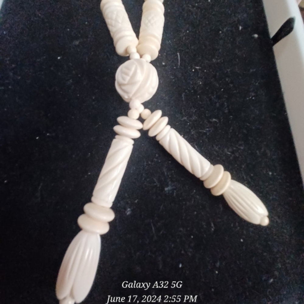 Hand carved bone necklace